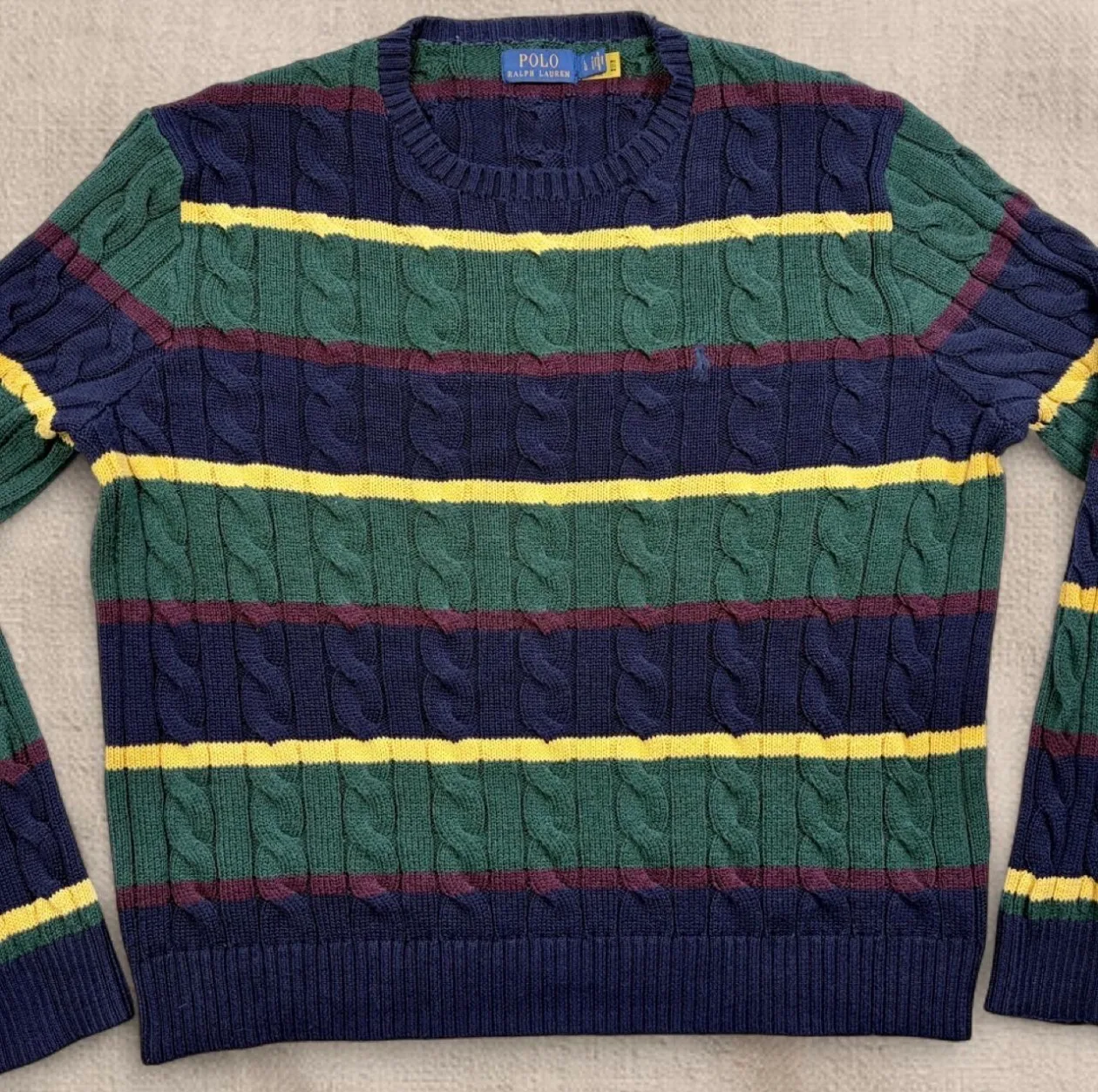 Polo Ralph Lauren Striped Cable Knit Sweater Large — photo 4