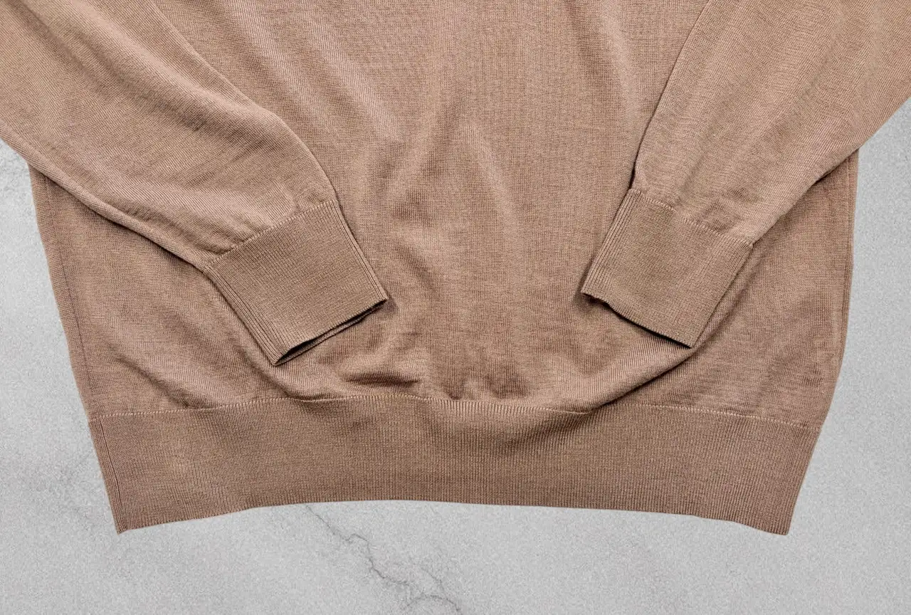UNIQLO Men's 100% Wool Crewneck Jumper XL – Camel Brown Fine Knit – photo 5