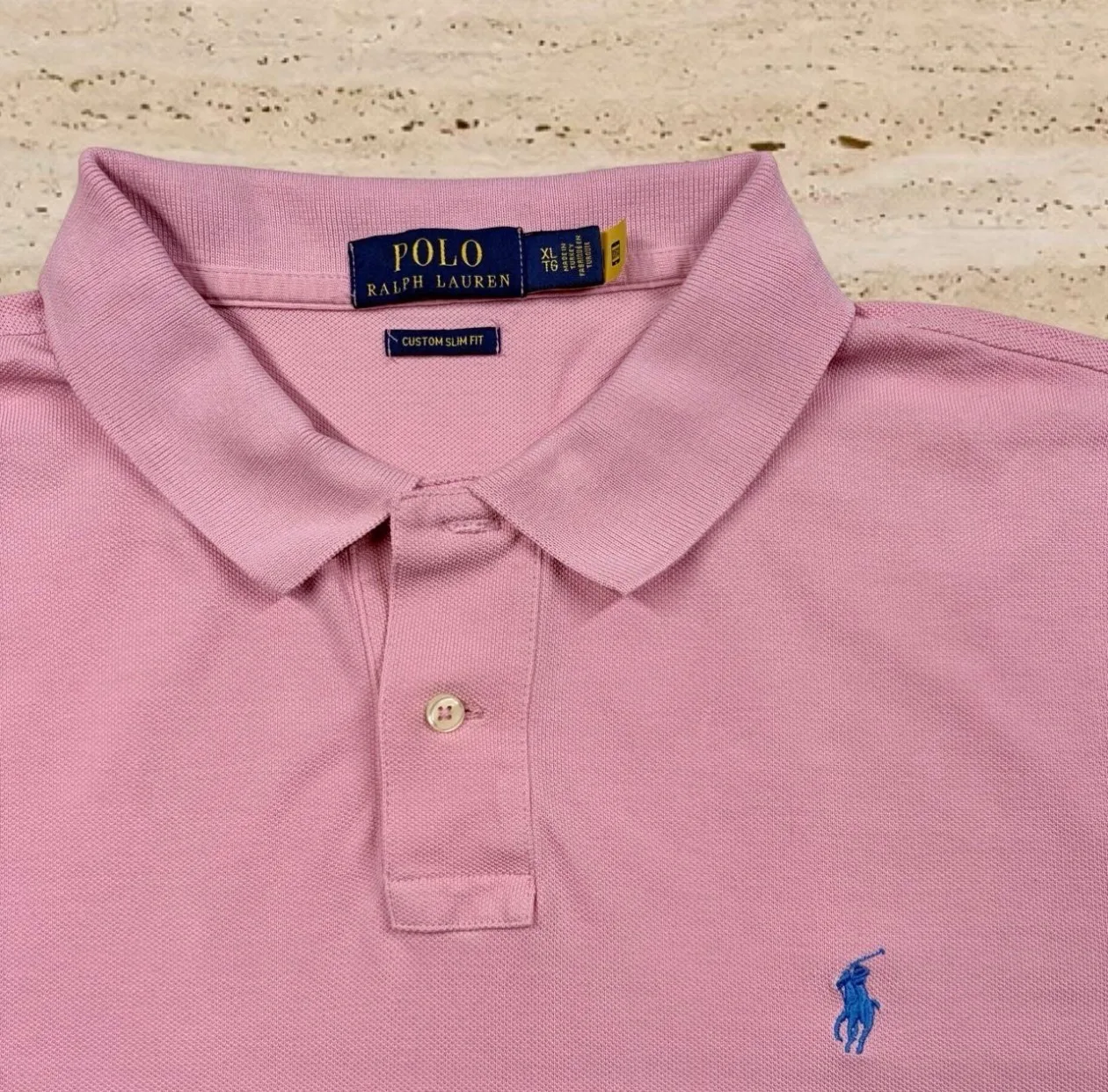 Ralph Lauren Dusty Pink Polo XL | Blue Custom Slim Fit — photo 2