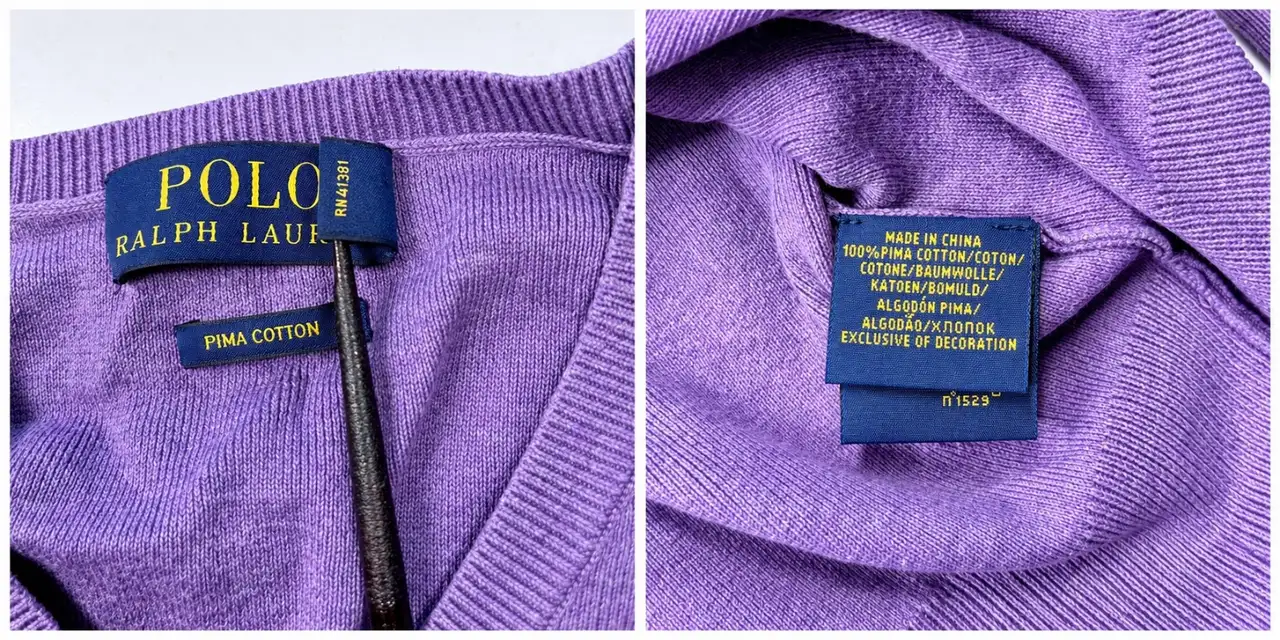 Polo Ralph Lauren Purple Pima Cotton V Neck Jumper L – photo 9