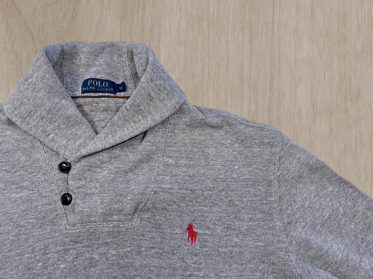 Polo Ralph Lauren Grey Shawl Collar Cotton Sweater M – photo 2