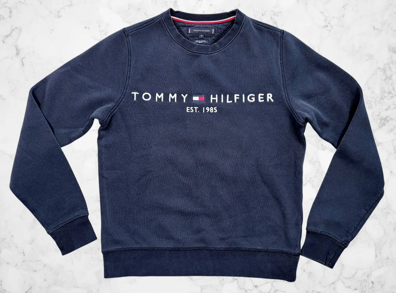 Tommy Hilfiger Embroidered Logo Crewneck Sweatshirt Navy XS – photo 2