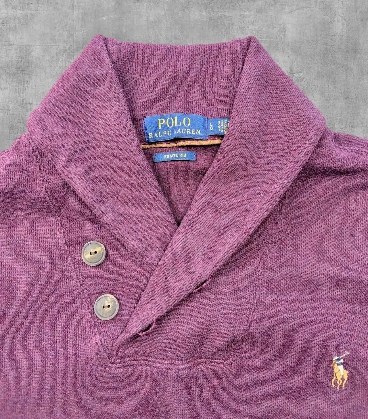 Polo Ralph Lauren Estate Rib Shawl Collar Jumper Burgundy Cotton L – photo 3