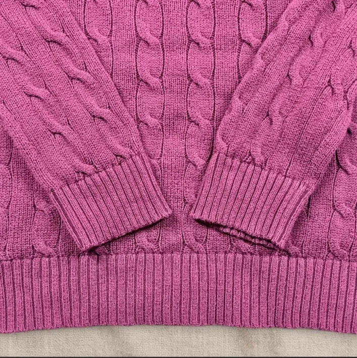 Polo Ralph Lauren 100% Cotton Cable Knit Jumper – Burgundy/Plum – Blue Pony — photo 4