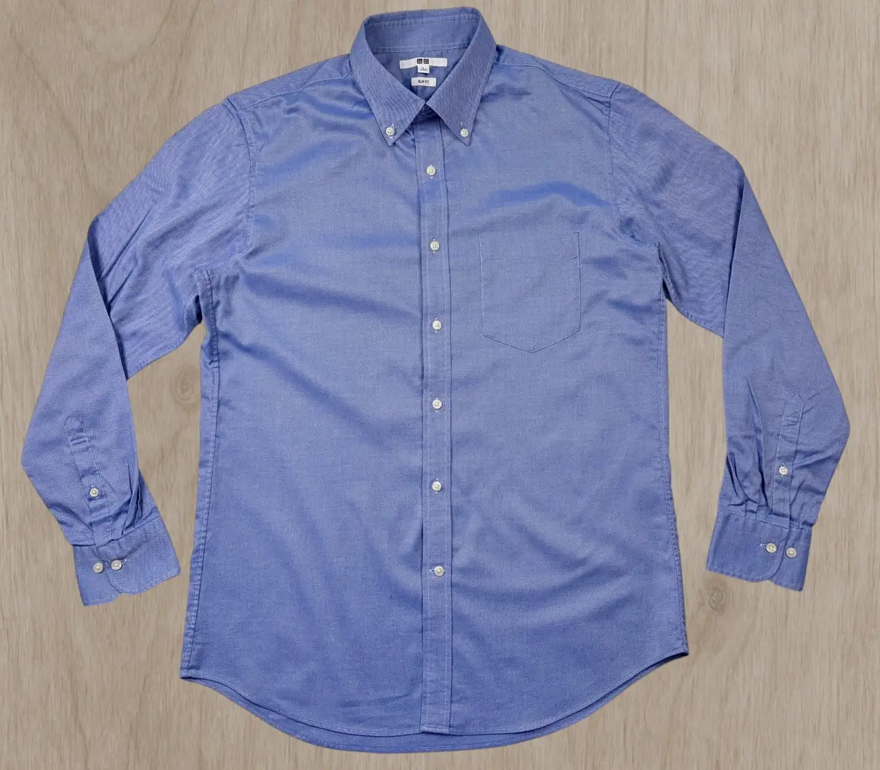 UNIQLO Men's Blue Stretch Oxford Shirt L Slim Fit – photo 3