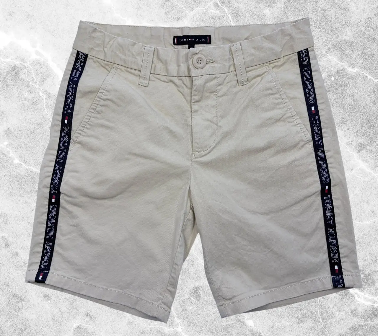 Tommy Hilfiger Boys Beige THFlex Chino Shorts Size 140 Logo Tape – photo 2