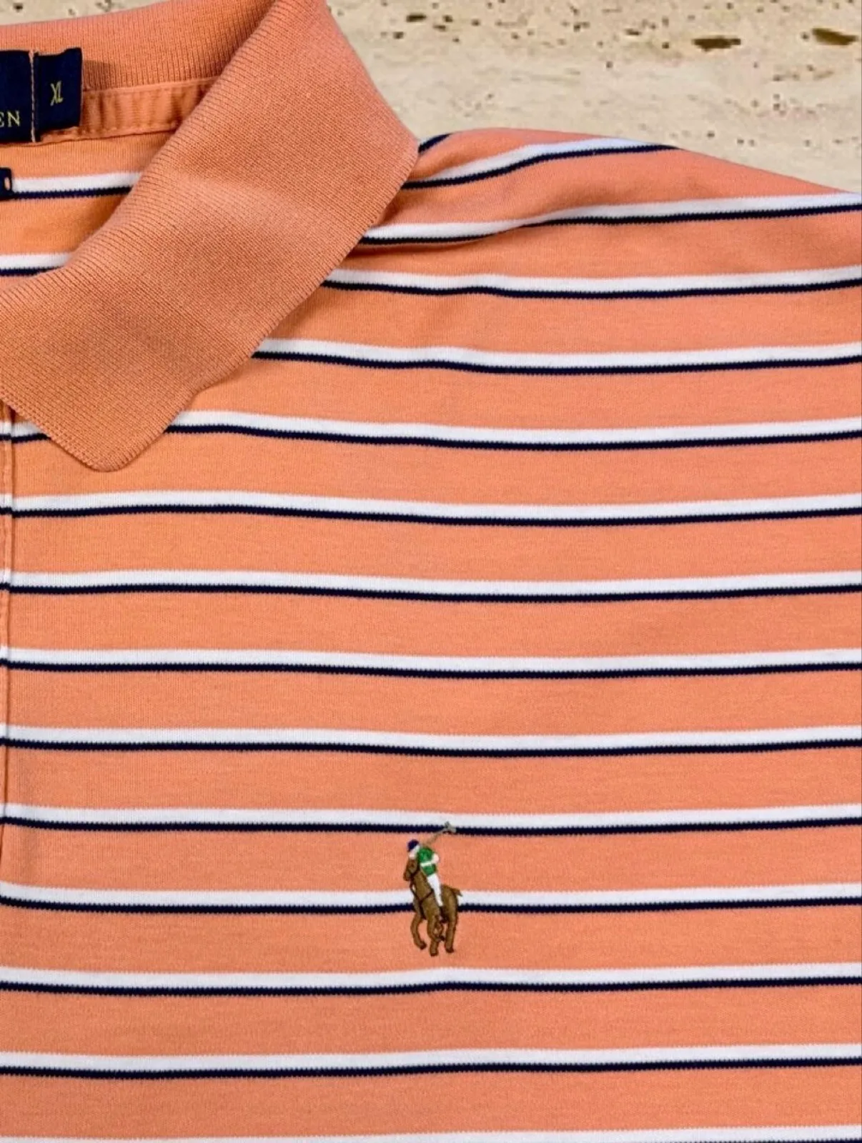 Polo Ralph Lauren Pima Soft Touch Peach Stripe Polo XL | Premium Cotton — photo 2