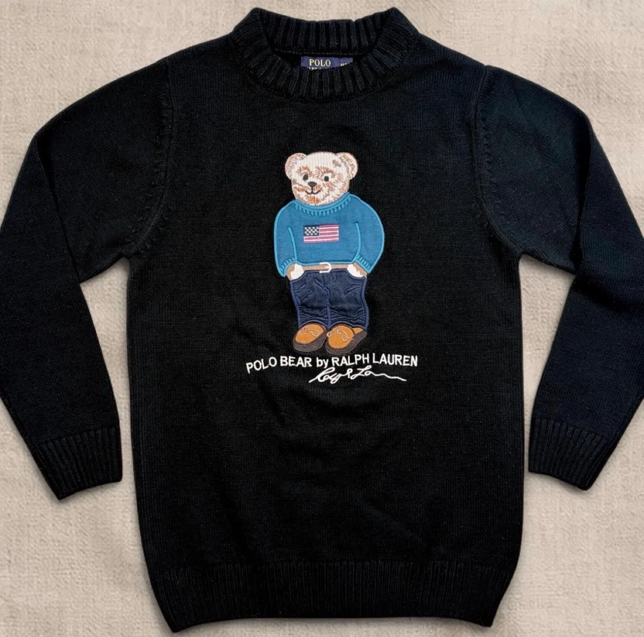Polo Ralph Lauren Polo Bear Black Wool Blend Sweater Men’s M Custom Fit — photo 3