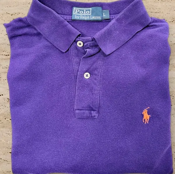 Vintage Polo Ralph Lauren Purple Polo Shirt Large 2000s Orange Pony