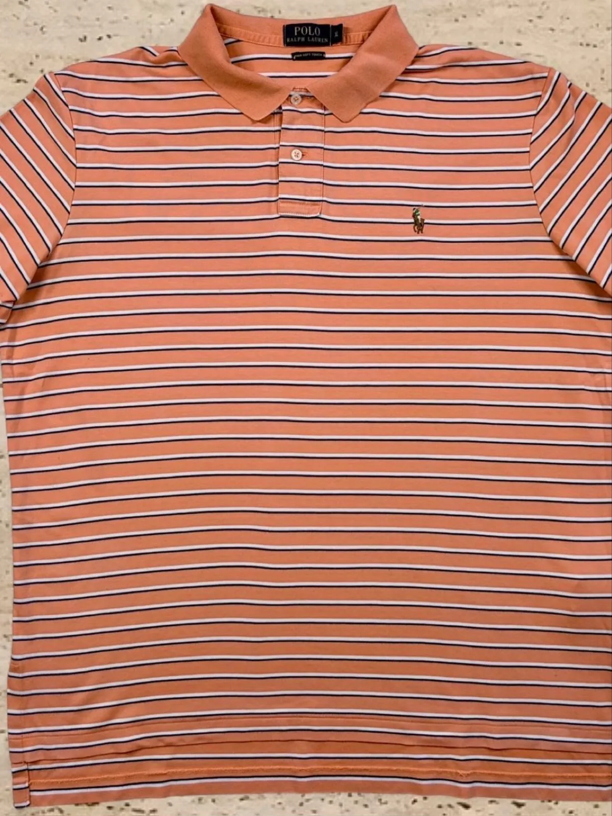 Polo Ralph Lauren Pima Soft Touch Peach Stripe Polo XL | Premium Cotton — photo 3