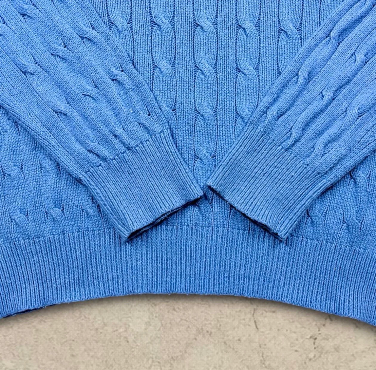 Vintage Polo Ralph Lauren 100% Silk Cable Knit Quarter Zip Blue L — photo 5