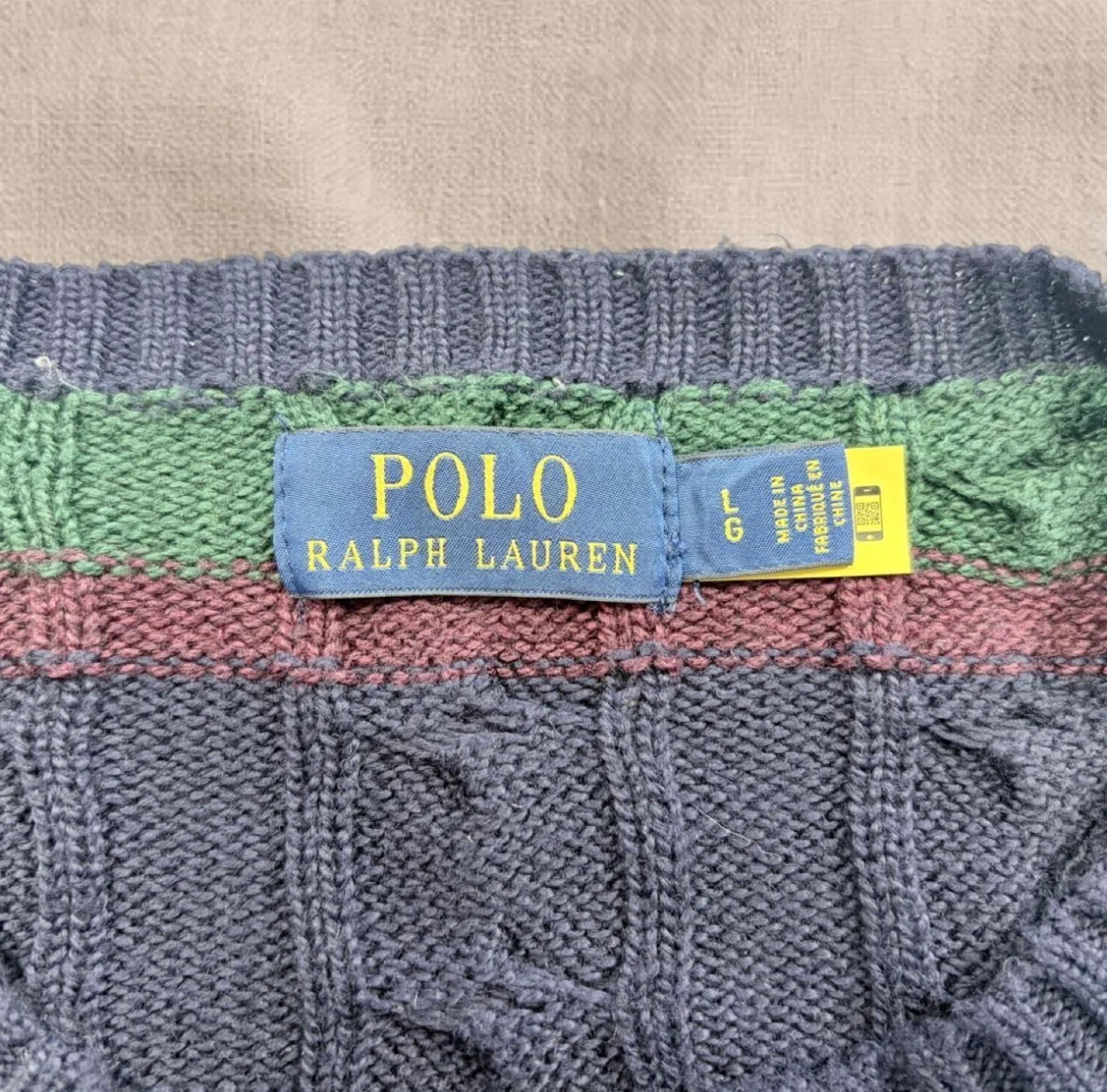 Polo Ralph Lauren Striped Cable Knit Sweater Large — photo 8