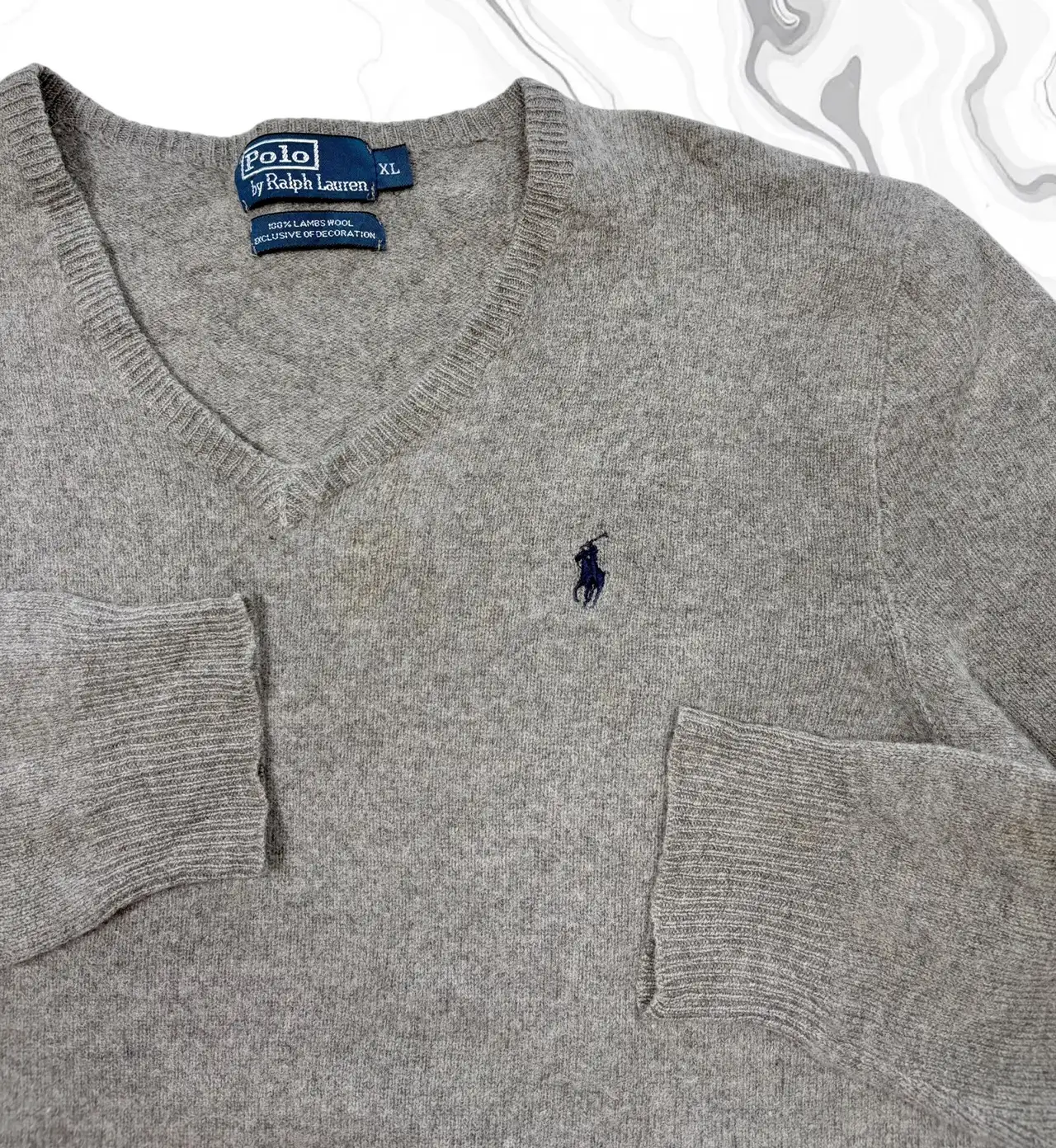 Polo Ralph Lauren 100% Lambswool V-Neck XL Grey – photo 3