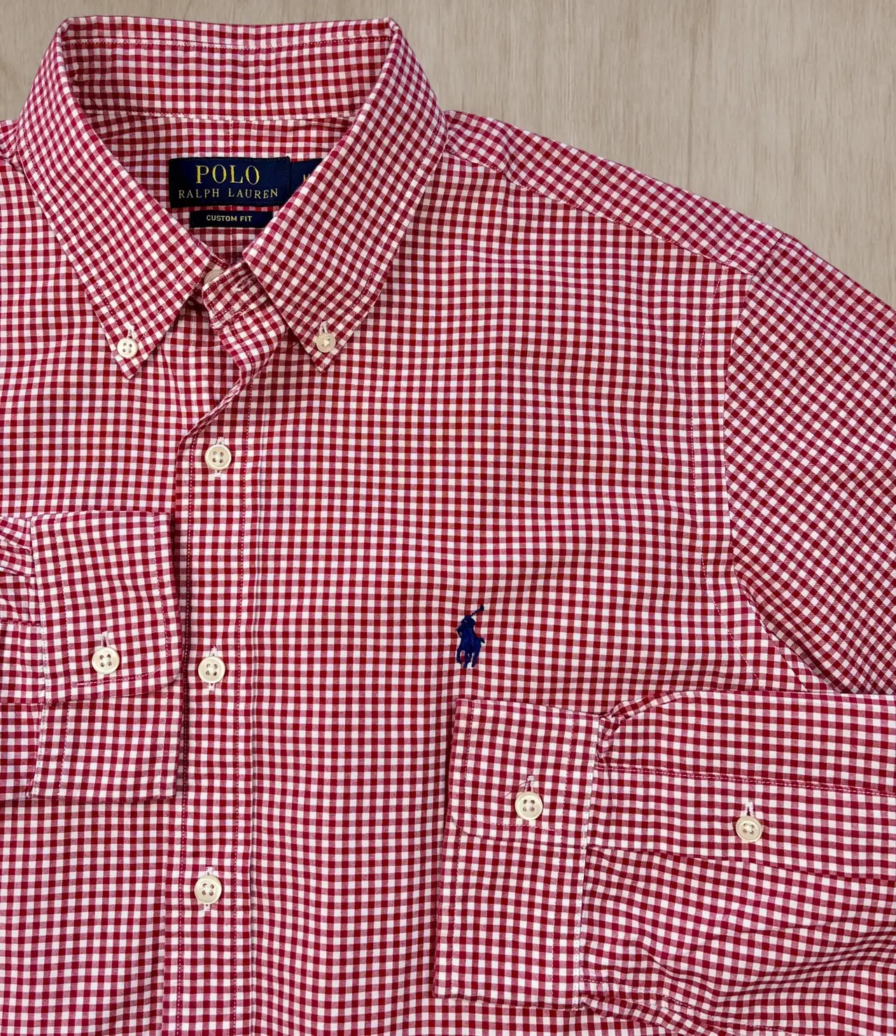 Polo Ralph Lauren Red White Gingham Custom Fit Shirt Mens M – photo 2