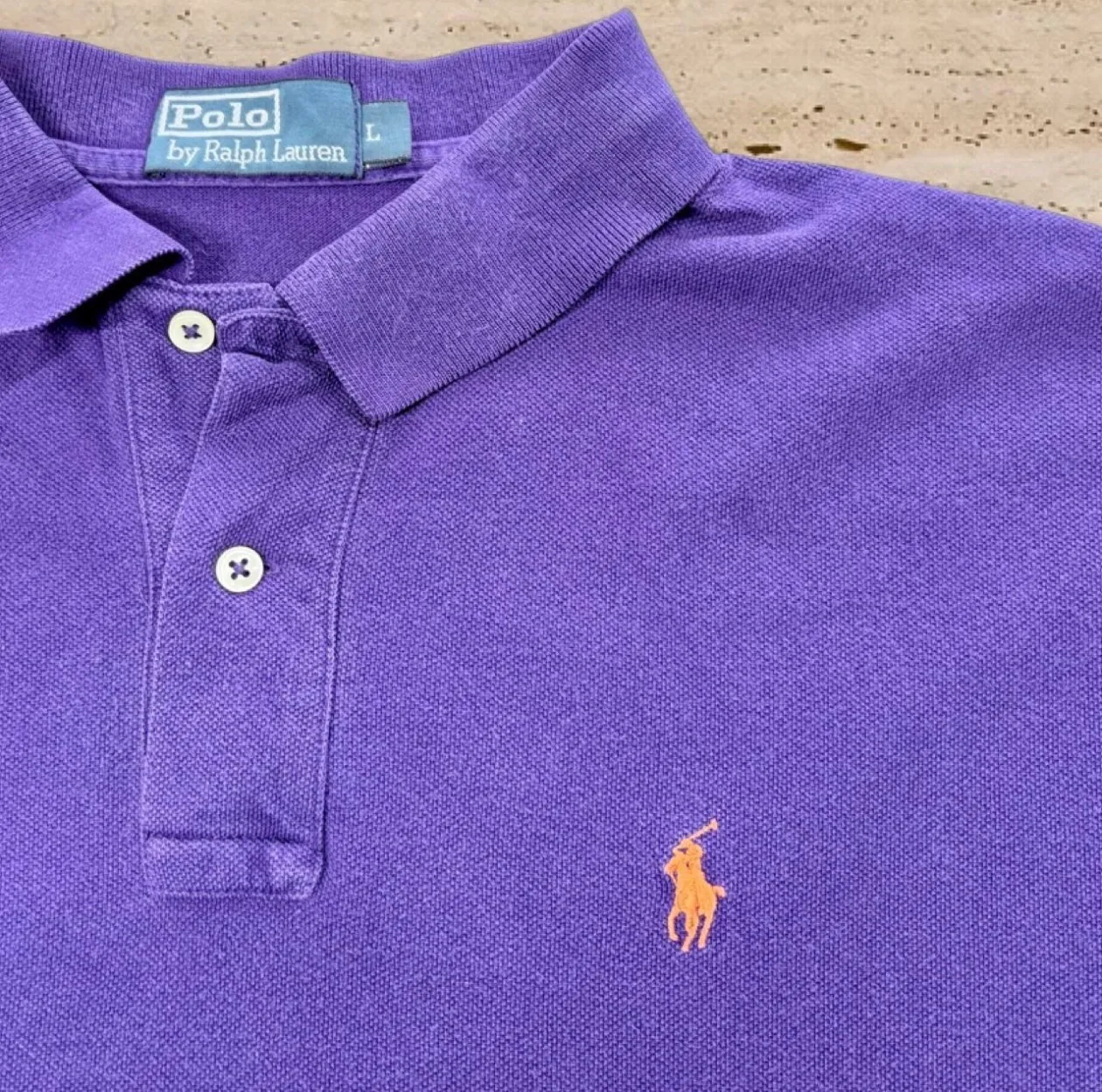 Vintage Polo Ralph Lauren Purple Polo Shirt Large 2000s Orange Pony — photo 2