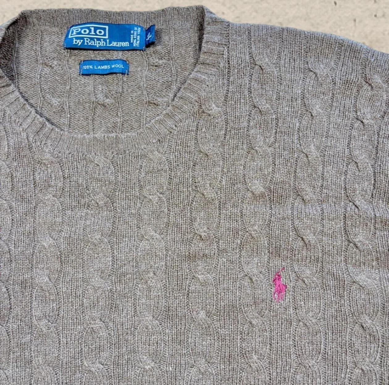 Vintage 90s Polo Ralph Lauren Italian Yarn Lambswool Cable Knit XL — photo 2