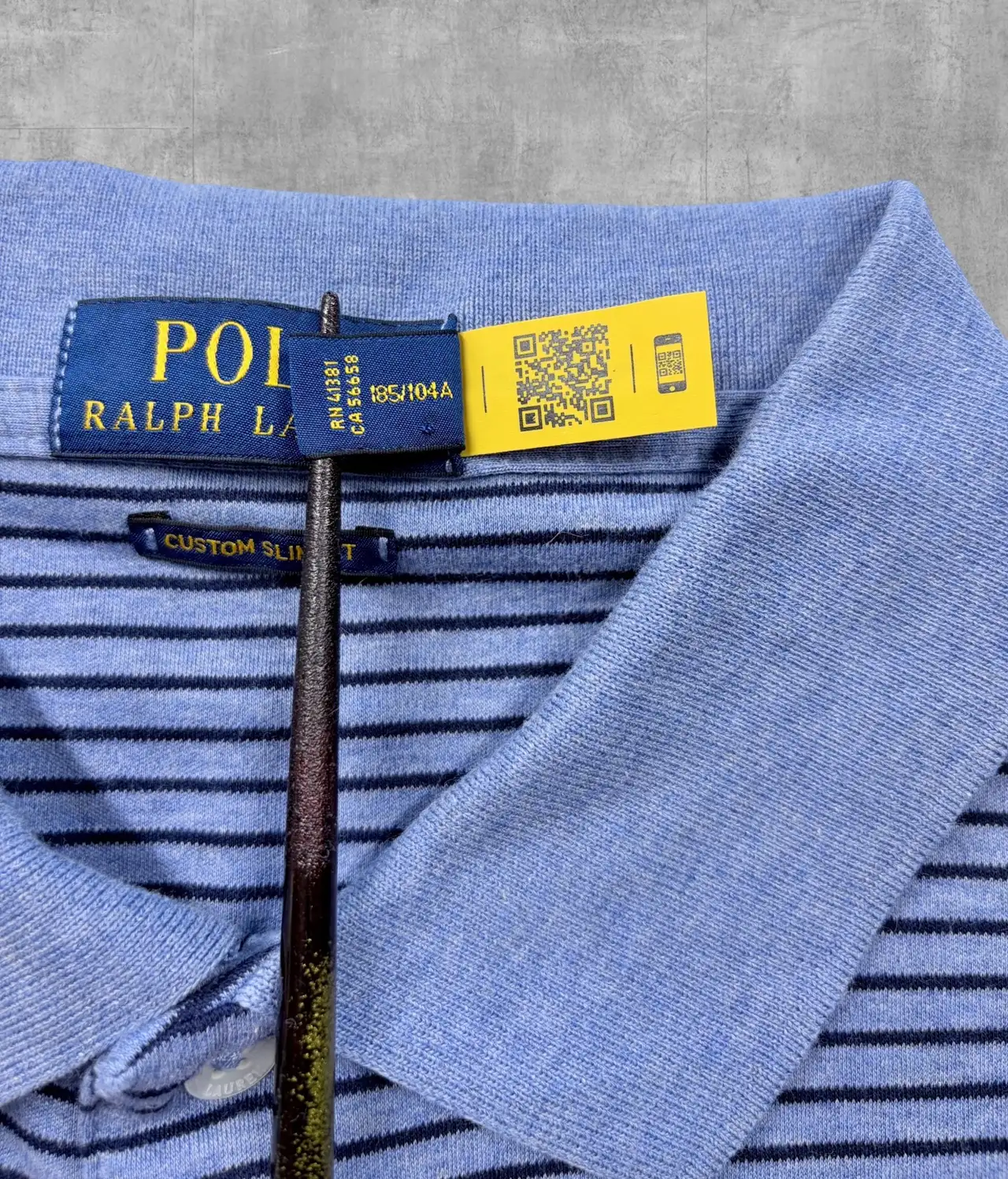 Polo Ralph Lauren Men's XL Custom Slim Fit Blue Navy Striped Cotton Polo Shirt – photo 5