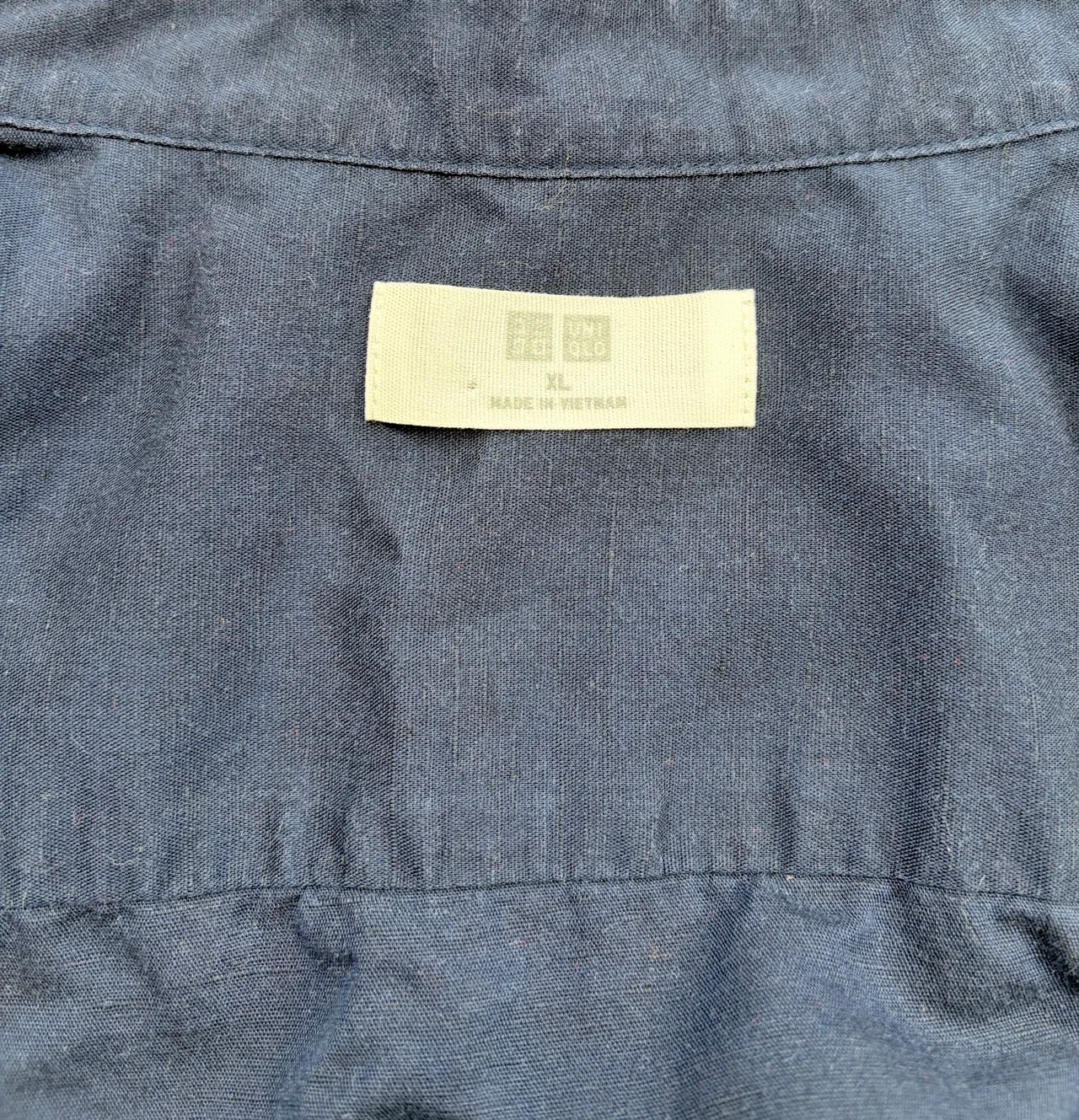 UNIQLO Linen Cotton Stand Collar Shirt XL Navy — photo 4
