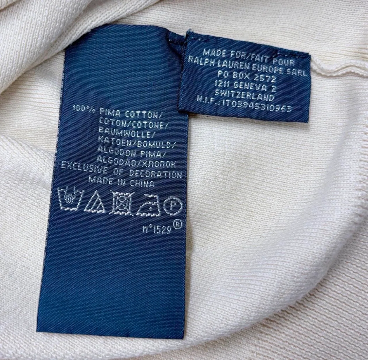Polo Ralph Lauren Pima Cotton Cream V-Neck Knit XL — photo 6