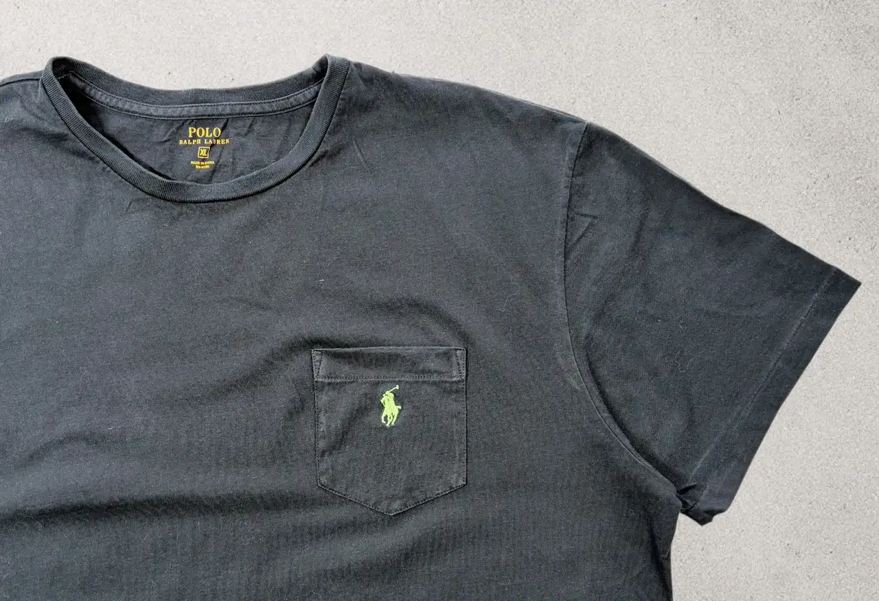 Polo Ralph Lauren Black Pocket Tee XL Lime Green Pony – photo 2
