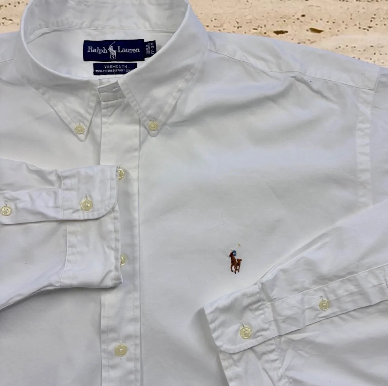 Vintage 90s Ralph Lauren Yarmouth White Pinpoint Oxford Shirt 17-34 / XL — photo 2