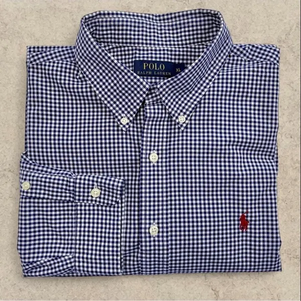 Polo Ralph Lauren Navy Gingham Shirt Red Pony – XL