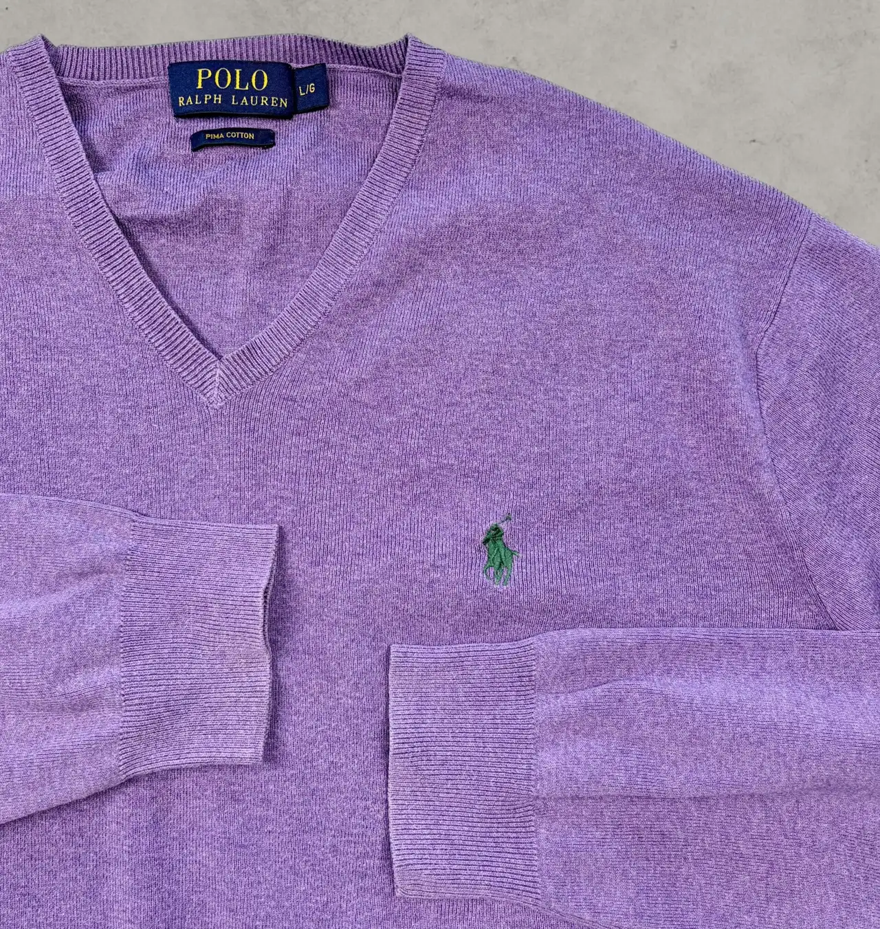 Polo Ralph Lauren Purple Pima Cotton V Neck Jumper L – photo 2
