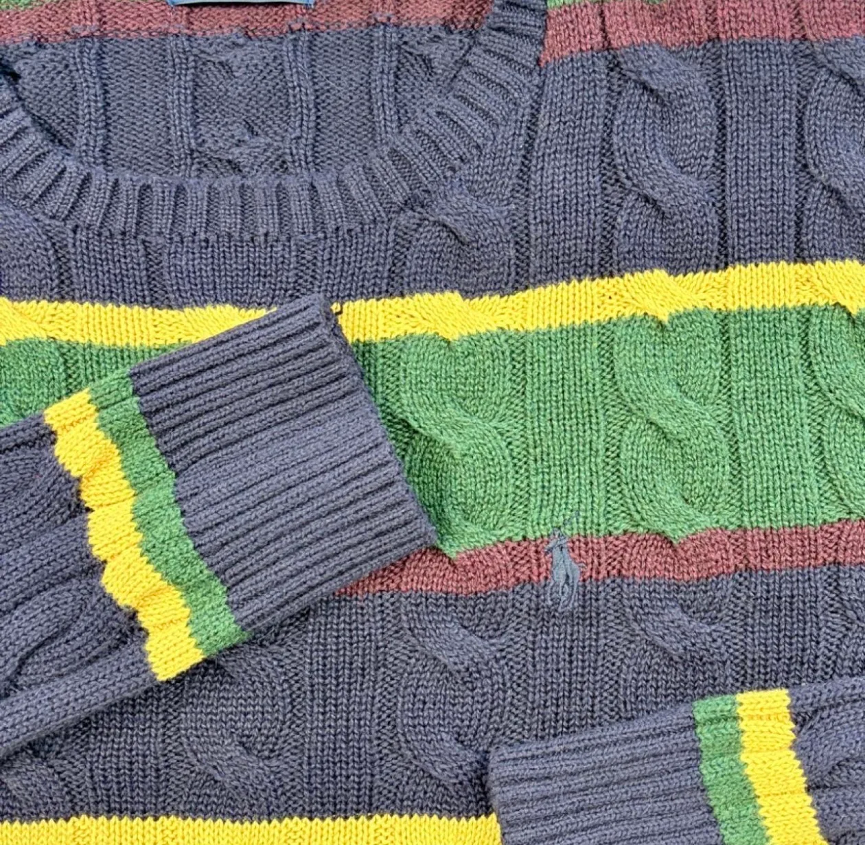 Polo Ralph Lauren Striped Cable Knit Sweater Large — photo 2