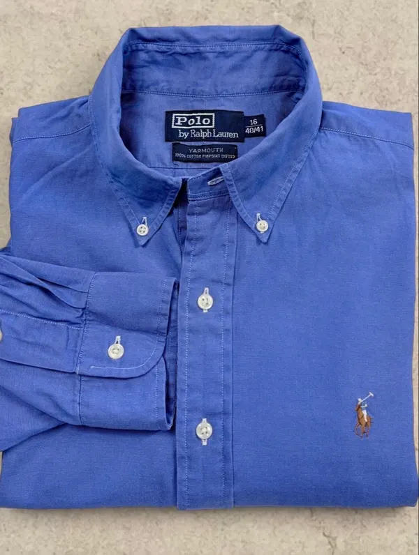 Vintage Polo Ralph Lauren Yarmouth Blue Oxford Shirt 16 / L
