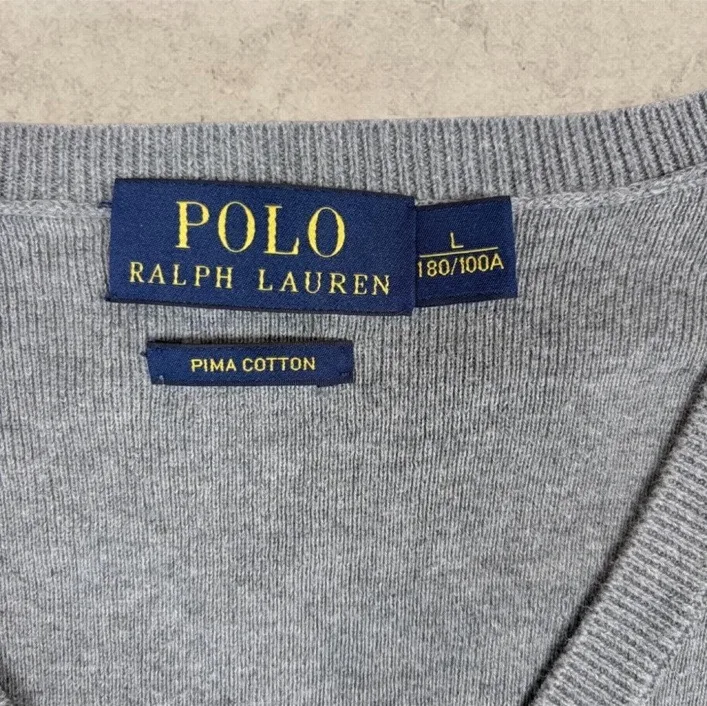 Polo Ralph Lauren Pima Cotton Grey Sweater Vest | Large — photo 6