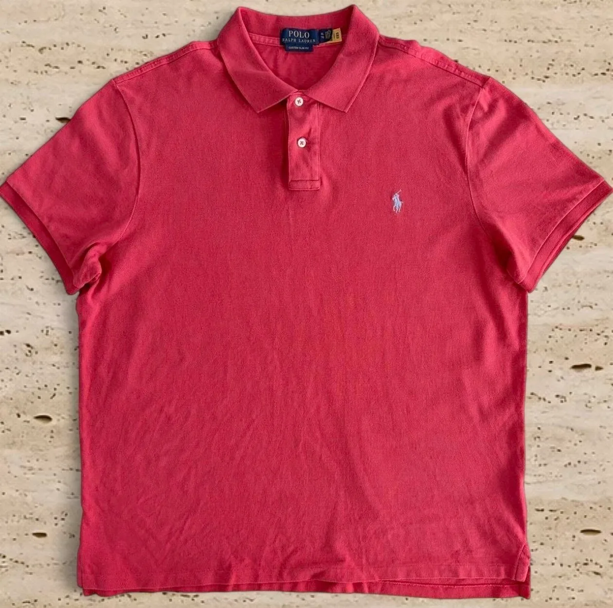 Vintage-Inspired Polo Ralph Lauren Custom Slim Fit Polo | Coral Red | XL — photo 3