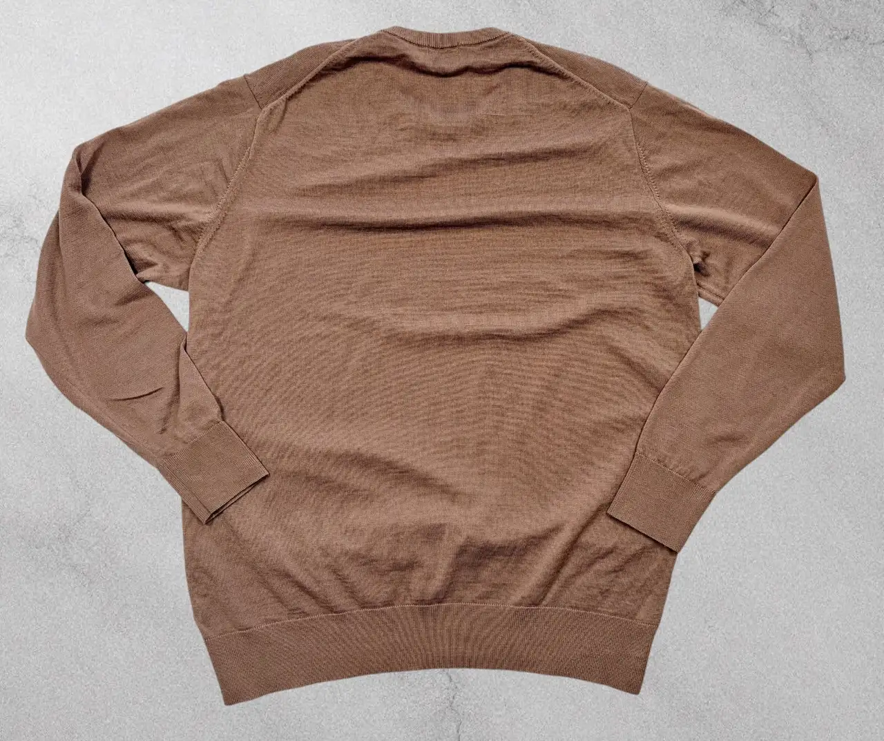 UNIQLO Men's 100% Wool Crewneck Jumper XL – Camel Brown Fine Knit – photo 4