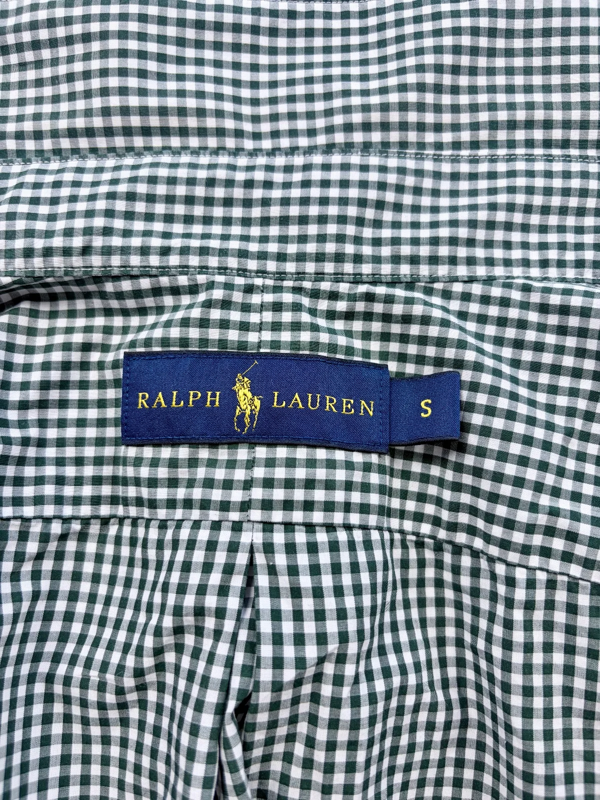 Ralph Lauren Green Gingham Shirt S Orange Pony — photo 7