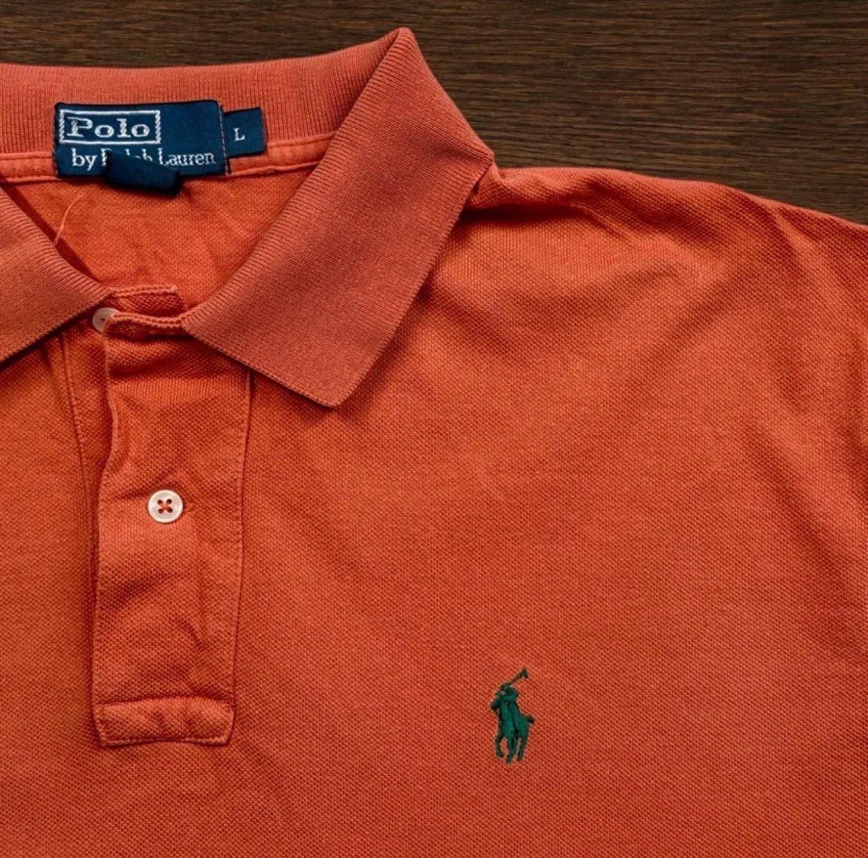 Vintage Polo Ralph Lauren Orange Green Pony Polo Shirt L — photo 2