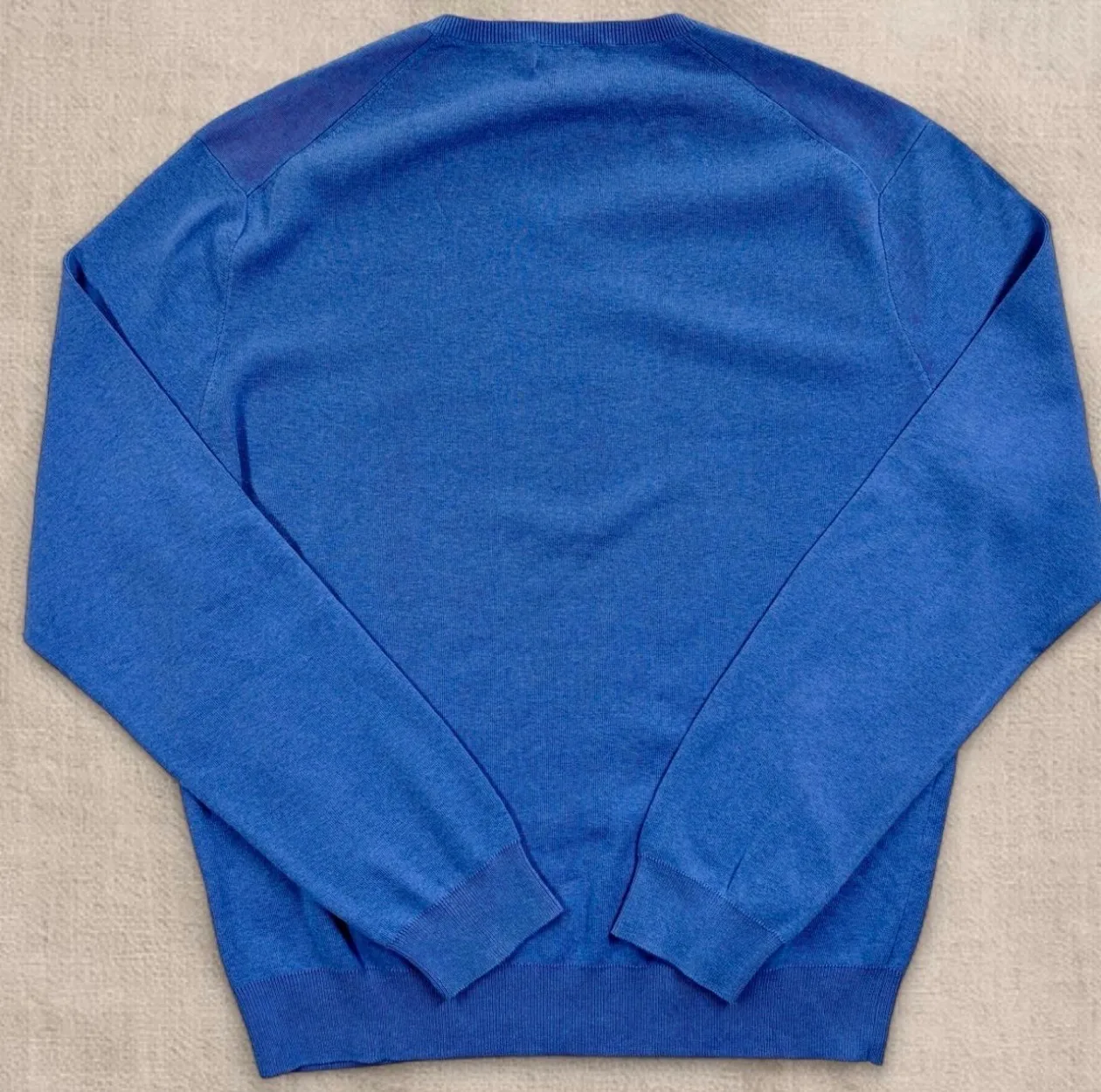 Polo Ralph Lauren Blue Pima Cotton V-Neck Jumper L Yellow Pony — photo 4
