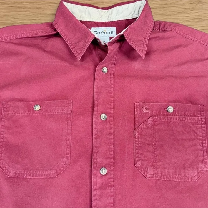 Carhartt Burgundy Work Shirt XL – Vintage Workwear Utility Shirt — photo 2