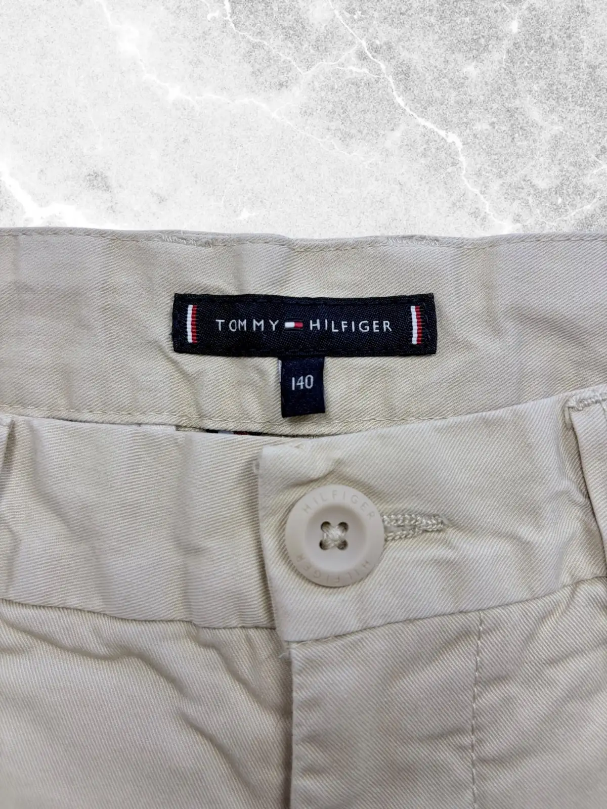 Tommy Hilfiger Boys Beige THFlex Chino Shorts Size 140 Logo Tape – photo 4