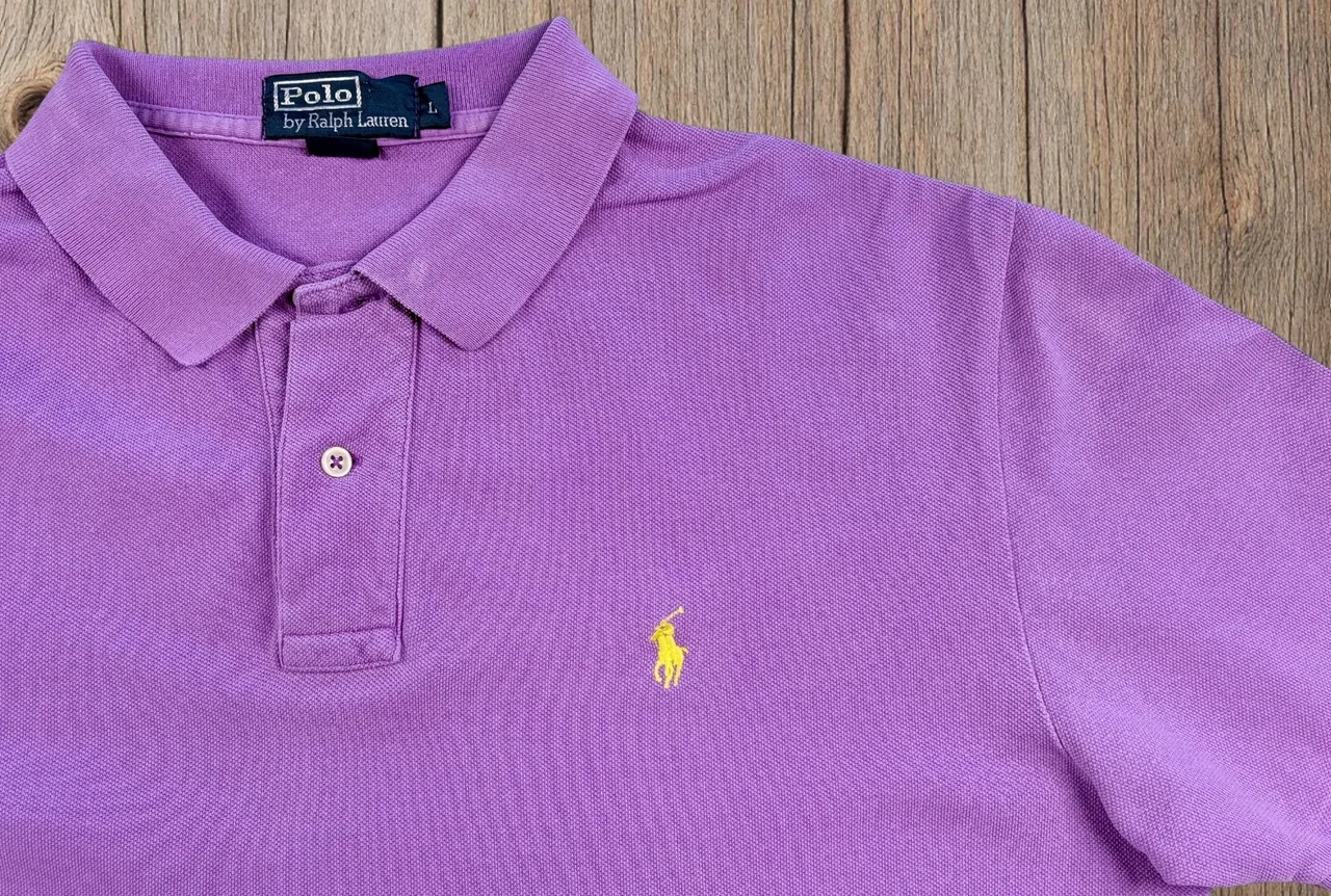 Vintage Polo Ralph Lauren Purple Polo L Yellow Pony – photo 2