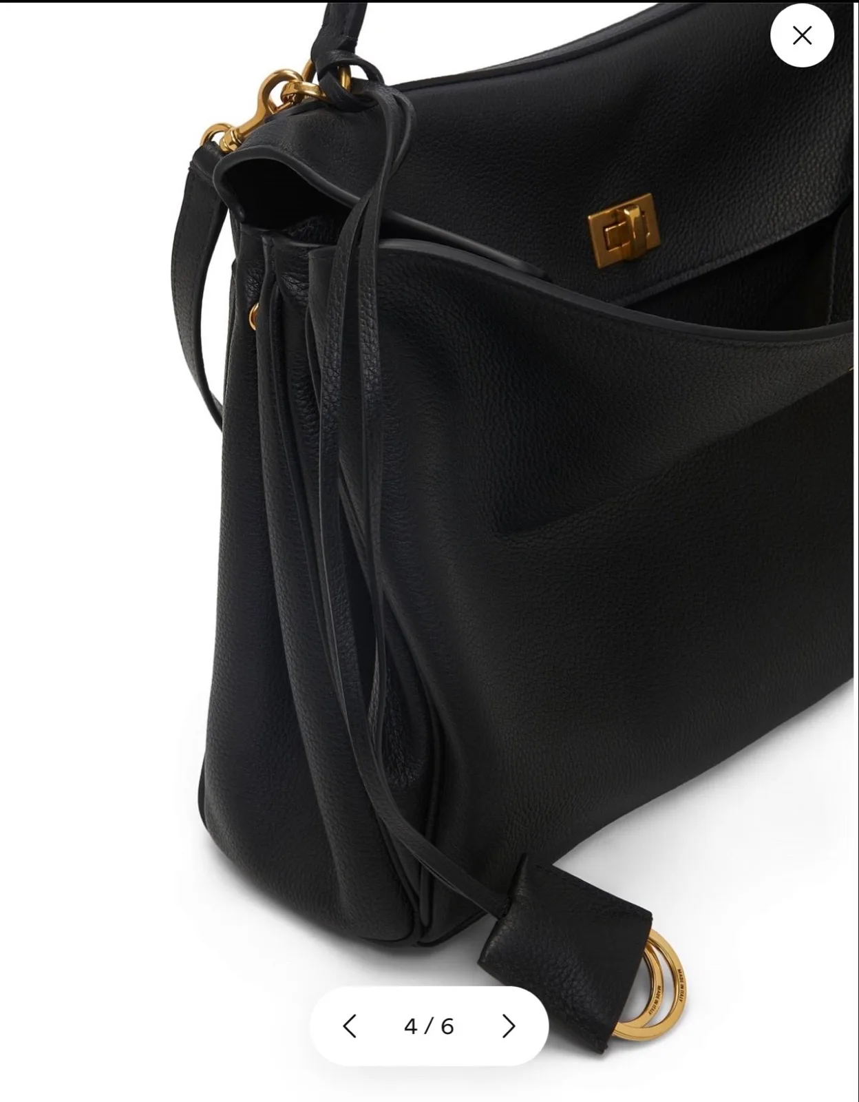 BALENCIAGA Rodeo Medium Black With Gold Leather Handbag New And Authentic — photo 5