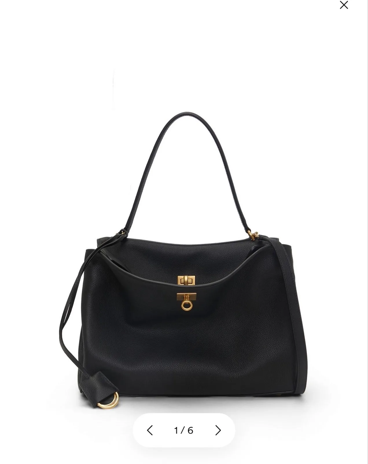 BALENCIAGA Rodeo Medium Black With Gold Leather Handbag New And Authentic — photo 2
