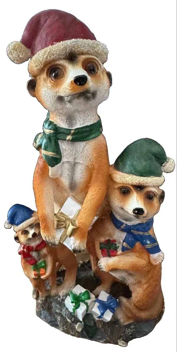 Christmas meerkat statues ornaments garden