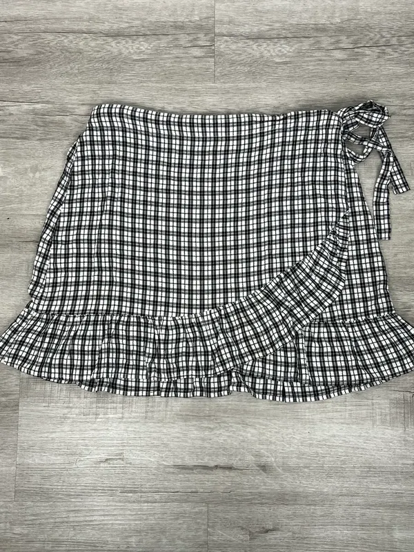 Sportsgirl Plaid Gingham Wrap Mini Skirt 16 90s Minimalist Grunge School