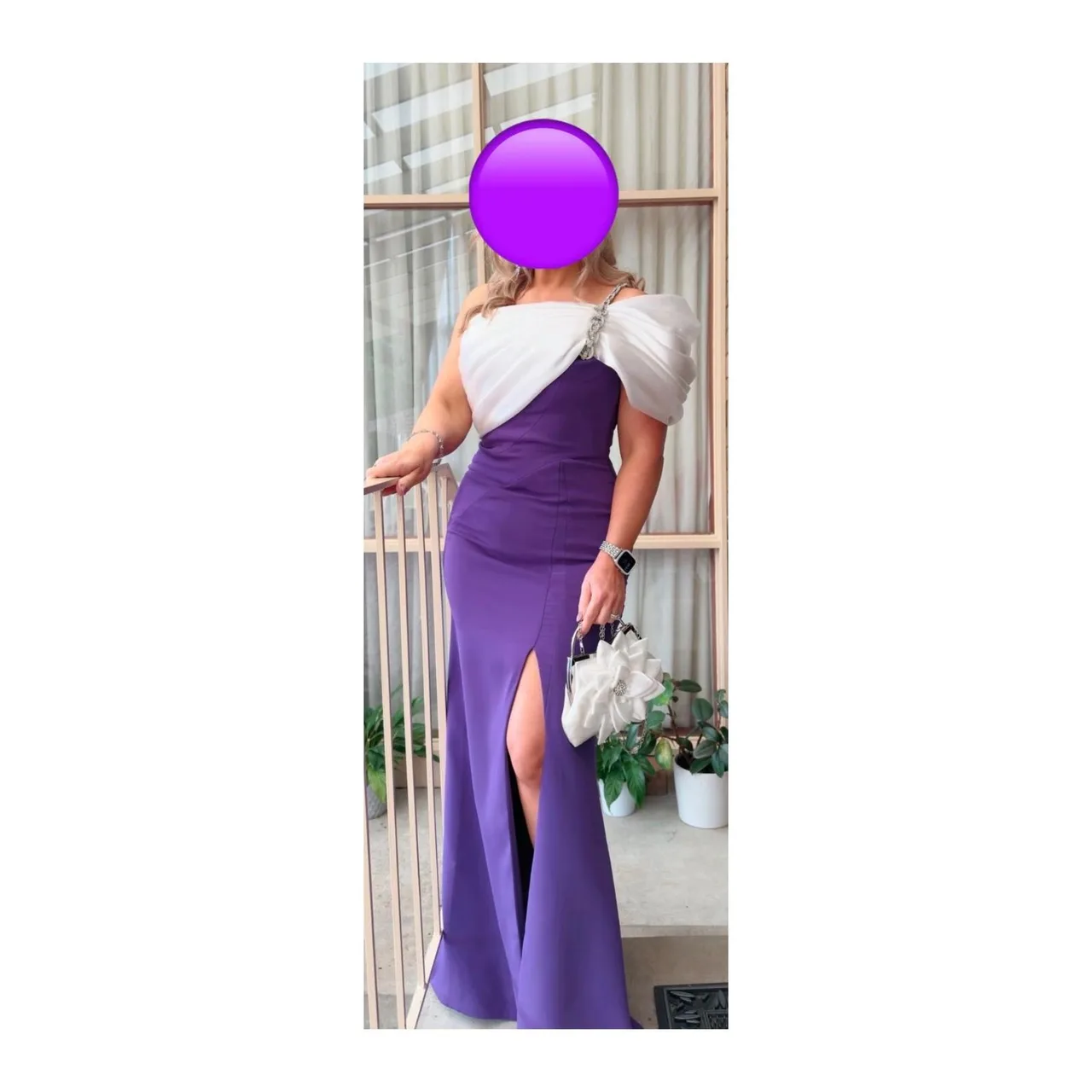 MELIKE Purple & White One-Shoulder Formal Gown – Size 12 💜 — photo 2