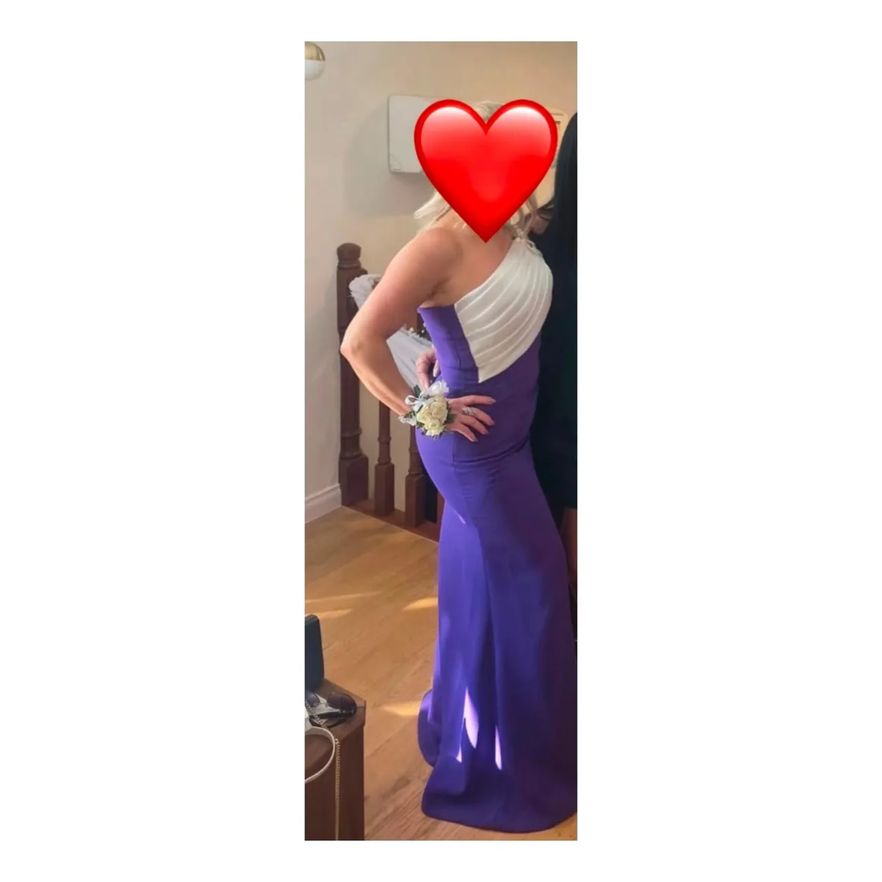 MELIKE Purple & White One-Shoulder Formal Gown – Size 12 💜 — photo 3