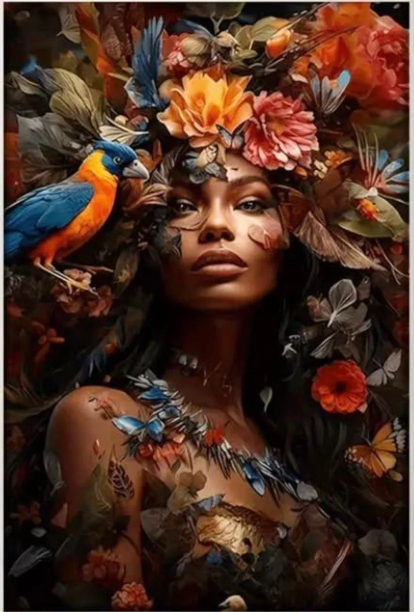 Beautiful lady and bird canvas prints — photo 5