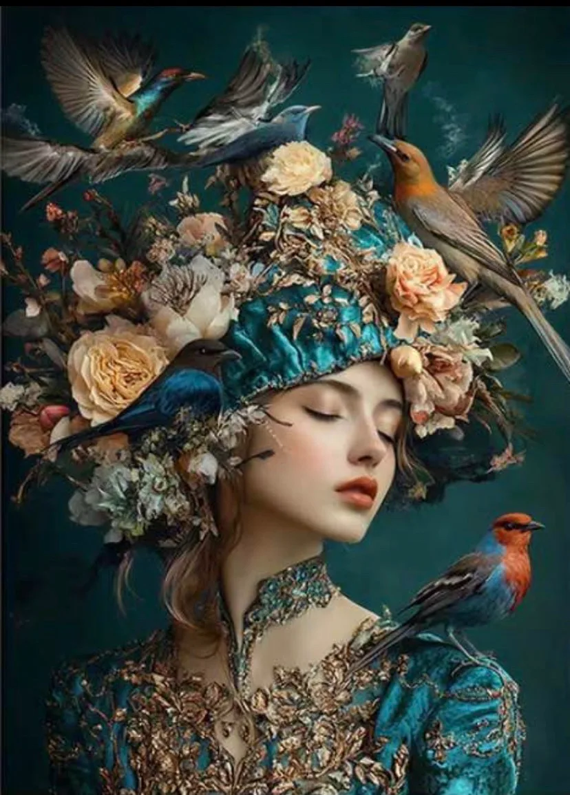 Beautiful lady and bird canvas prints — photo 4