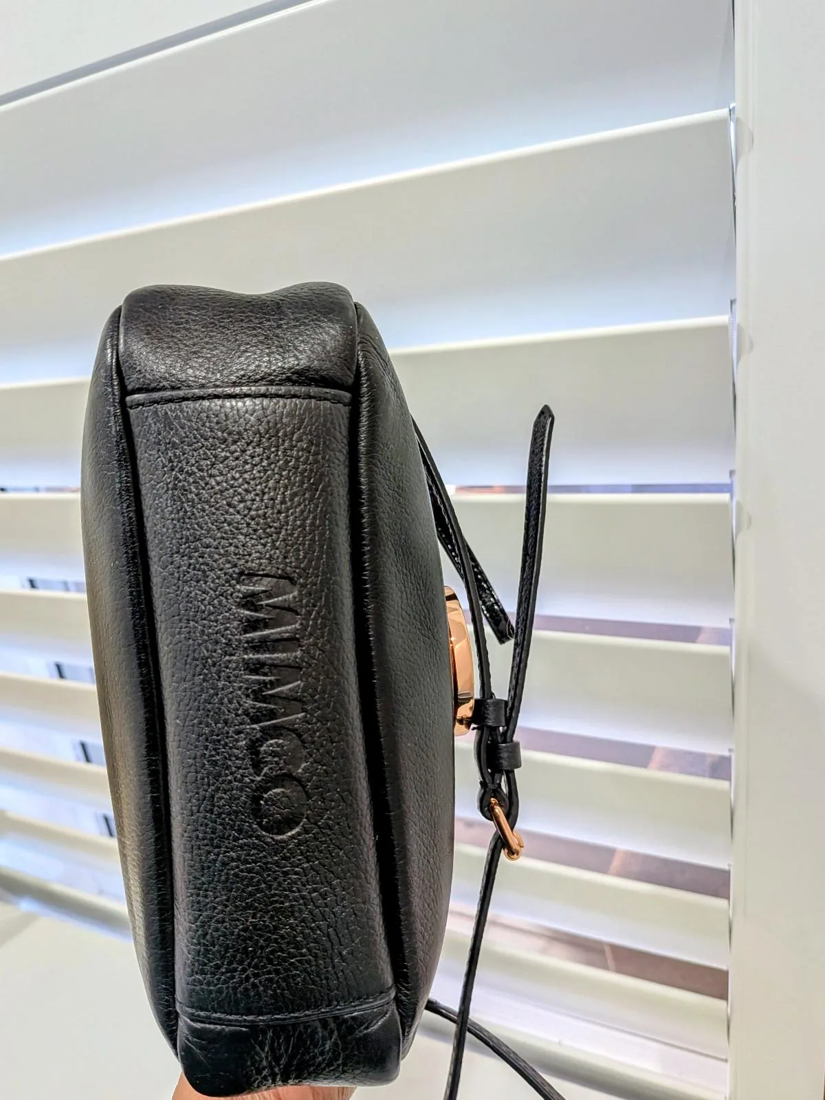 MIMCO Black Leather Crossbody Bag Rose Gold Hardware — photo 2