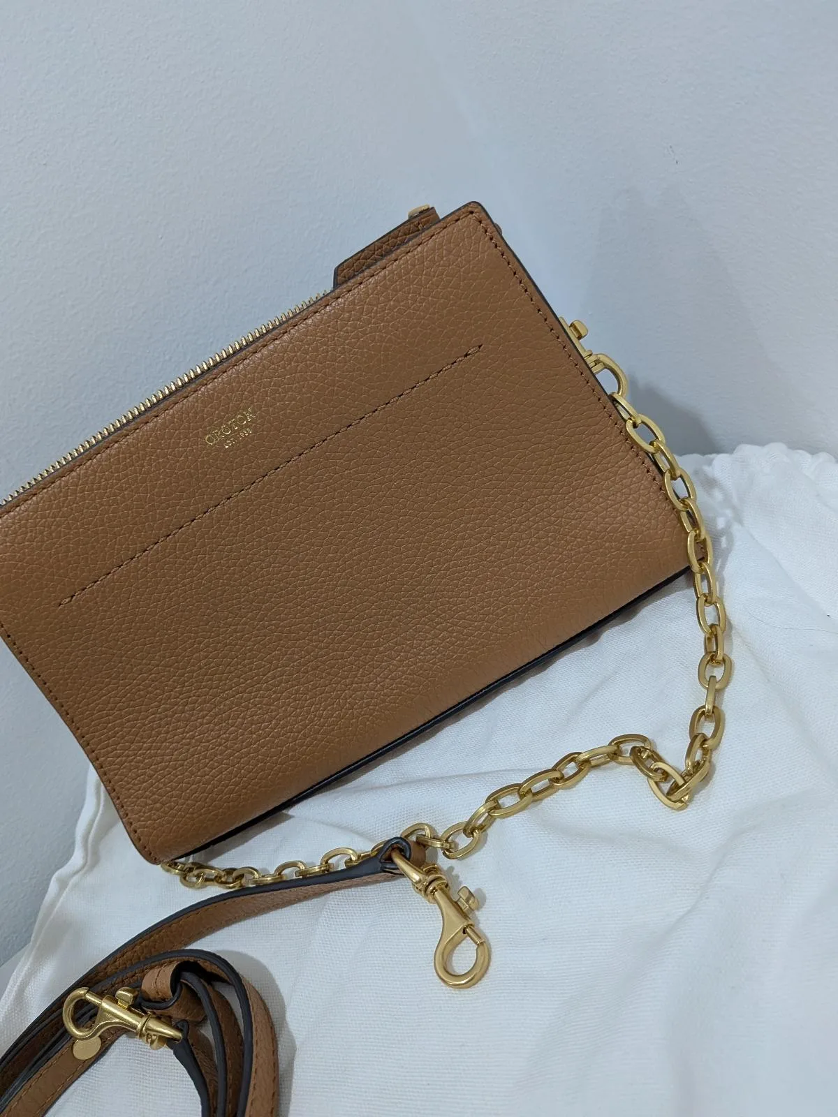 Oroton Tan Pebble Leather Crossbody / Clutch – photo 7