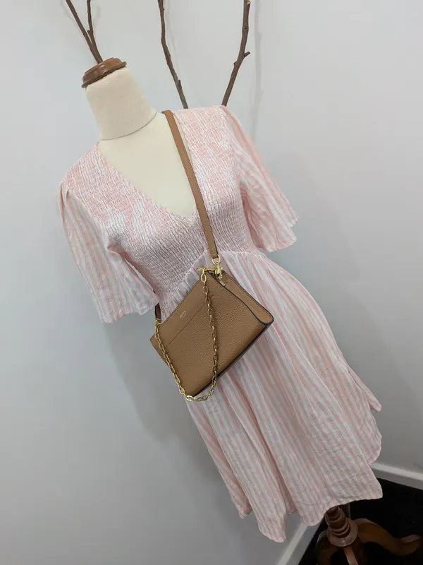 Oroton Tan Pebble Leather Crossbody / Clutch