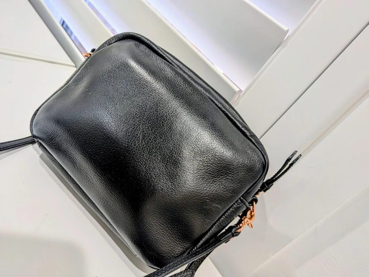MIMCO Black Leather Crossbody Bag Rose Gold Hardware — photo 4